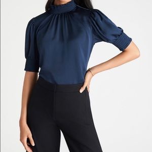 Ann Taylor silky blue blouse, worn once, no flaws